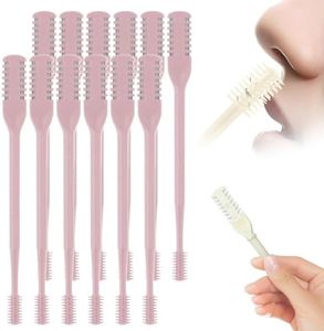 2-in-1 Nasal Hair Cutter, 2025 New Double Sided Nose Hair Knife, Portable Nostril Hair Remover Tool, 360° Rotating Nose Hair Trimmer with Ear Picker for Women and Men (Pink, 12 PCS)