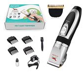 Petology Professional Automatic Rechargeable Pet Hair Trimmer for Dogs & Cats Grooming Machine Wireless (Silver Trimmer + Extra Blade)