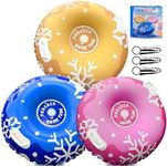 3 Pack Snow Tube Inflatable Sleds for Kids Snow Tubes for Sledding Heavy Duty 36'' Snow Sleds for Kids and Adult with Handles Outdoor Snow Toys Set for Boys Girls (Mix Color)