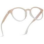 Retro Round Blue Light Blocking Glasses - UV & Bluelight Blocker for Women - Anti Glare, Trendy Non Prescription for Reading