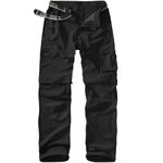 linlon Men's Outdoor Quick Dry Convertible Lightweight Hiking Fishing Zip Off Cargo Work Pants Trousers Black