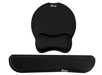 iFine Upgrade Enlarged SuperiFine Fibre Soft Smooth Gel Ergonomic Mouse Pad Wrist Support & Keyboard Wrist Rest for Desktop, Laptop, Mac, Gaming - in Office or Home - for Stress Free Typing (Black)