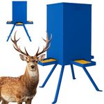 PROLEE Deer Feeder 50-80lbs, Weatherproof Deer Feeders for Hunting, Heavy Duty Metal Hunting Game Feeder with 4 Feeding Tray and 4-Leg Stand for Deers and Wildlife (Blue)