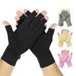 Vive Black Arthritis Gloves - Fingerless Rheumatoid Compression Wrap For Men and Women for Hand Pain and Osteoarthritis - Black Hand Wrap for Arthritic Joint Symptom Relief (X-Large)