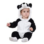 TASLAR Soft Flannel Unisex Baby Infant Kids Costume Jumpsuit Panda Style Cosplay Clothes Bunting Outfits Snowsuit Hooded Romper Outwear (Black & White Panda, 4-12 Months)