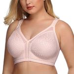 DotVol Women's Full Coverage Minimizer Bra Comfort Wirefree Non Padded Plus Size Everyday Bra(36D, Pink)