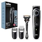 Braun Beard Trimmer Series 3 & Hair Clippers with Gillette Fusion5 ProGlide Razor, 39 Length Settings, UK 2 Pin Plug, BT3240, Black/Blue