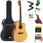 Donner Acoustic Guitar for Adult Beginners, Full Size 4/4 Cutaway Guitar Package 41'' Spruce Mahogany with Gig Bag Tuner Strap Strings Capo Picks (DAG-1C)