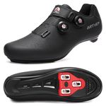 Mens Cycling Shoes Women Road MTB Shoes Compatible with Look SPD SPD-SL Delta Cleats Compatible with Peloton Black/Cleats Size UK 7