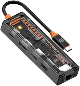 Portronics MPort View One 5-in-1 USB Type-C USB Hub/Docking Station,Type-C PD&Data, USB 3.0 SuperSpeed,USB 2.0,RJ45 Ethernet, 4K@30Hz HDMI,Transparent Case for Laptop, PC & More (Black)