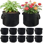 RUHUHUR 12 Pack 10 Gallon Vegetable Grow Bags for Indoor & Outdoor Gardening,Plant Grow Bags with Handles,Breathable Non-woven Durable Fabric Planting Pots for Vegetables,Flowers,Fruits and Herbs