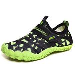 Kenswalk Boys Girls Water Shoes Aqua Socks for Kids Quick-Dry Swim Walking Surf Diving Barefoot Pool Beach(W13 Black Green,EU 33)