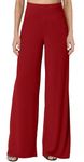 KISSMODA Women's Stretchy Wide Leg Palazzo Lounge Pants Casual Comfy High Waist Palazzo Pants Wine Red 2XL