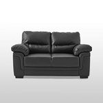 Panana 2 Seater Sofa in Faux Leather Modern Jumbpo Cord Couch Corner Sleeper Lounge Settee for Living Room Furniture (2 Seater Black)