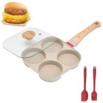 Egg Pan with Lid,4 Cup Pancake Pan Nonstick Egg Frying Pan with Lid Aluminium Alloy Egg Skillet Divided Breakfast Cooker,Suitable for Gas Stove & Induction Cookware