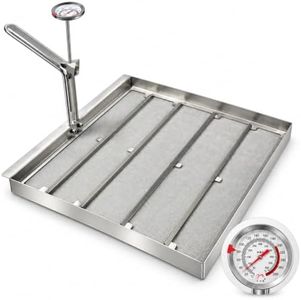 Commercial Deep Fryer Filter Screen with Thermometer 13.75"x13.75" for AF45 | Thickened 304 Stainless Steel, 550 Micron, Extends Oil Life 40%, Fits Pitco/Vulcan/Imperial/American Range/Avantco/Imperial