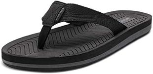 NORTIV 8 Men's Flip Flops Thong Sandals Comfortable Light Weight Beach Shoes,Size 7,Black,REVIVA-2