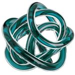 Torre & Tagus Orbit Glass Décor Ball - Abstract Teal Glass Knot for Home Decor, Decorative Handblown Round Sculpture & Room Accent for Cabinet, Shelf, Coffee Table, Office Desk, Wedding 4.5" Diameter