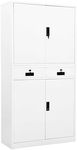 vidaXL Filing Cabinet, Storage Cabinet with Shelves, Lockable Metal Cabinet for Home Office Living Room, Industrial Style, White Steel