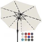 ABCCANOPY 7.5FT Patio Umbrella Ourdoor Solar Umbrella LED Umbrellas with 32LED Lights, Tilt and Crank Table Umbrellas for Garden, Deck, Backyard and Pool(Beige)