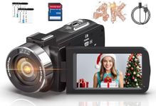 Video Camera Camcorder HD 4K 80MP with IR Night Vision, 18X Digital Zoom Webcam Video Recorder, 3.0 Inch 270 Degree Rotation IPS Screen Vlogging Camera for YouTube with Two Batteries, and 32GB SD Card