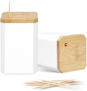 Toothpick Holders 2 Pack with 10800 Picks,Round Toothpicks Double-Side Point for Teeth,Food Pick,Appetizers,Cocktails Fruits,Olive&DIY Craft.