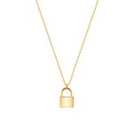 MEVECCO Gold Dainty Initial Necklace Lock Necklace 18K Gold Plated Padlock Necklace Letter Necklaces for Women Minimalist Personalized Jewelry, Brass, No Gemstone