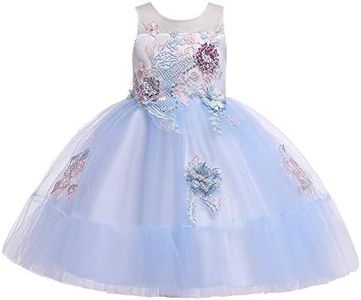 Cichic Girls Party Dress Princess Dress for Girls Kids Formal Dresses 2-10 Years (3-4 Years, Light Blue Embroidery)