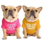 KUTKUT Combo of 2 Pet Dog Breathable Stretchy Round Neck T-shirt | Pet Puppy Cats Dog Summer Soft Cotton Tshirt | Pug, French Bulldog Dog Shirt (SIZE: L, Chest: 48cm, Length: 30cm)