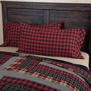 VHC Brands Cumberland Bedding Accessory, King Pillowcase Set 21x40, Red 2