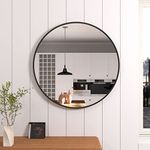 Umzodo 36 inch Black Round Bathroom Mirror, Brushed Metal Framed Large Circle Wall Mirror for Vanity, Living Room, Entryway and Bedroom Decor