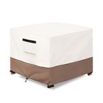 SoloToo Patio Ottoman Cover Waterproof Square Outdoor Ottoman Cover,32W x 32D x 18H Inches Patio Furniture Covering Protector Outdoor Side Table Cover (Beige)