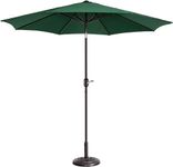 COSTWAY 9ft Outdoor Patio Umbrella Waterproof & Fade-Resistant with Iron Base & Crank Handle Center Pole Stand for Garden, Poolside(Green)