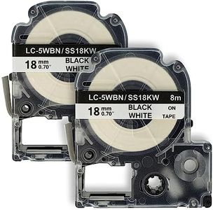 vhbw 2x cassette à bande cartouche 18mm pour imprimante d´étiquette Epson LabelWorks LW-700, LW-400, LW-500, LW-900P remplace LC-5WBN, SS18KW.