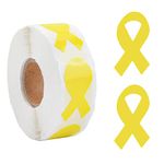 WANDIC Yellow Ribbon Sticker, 500 Pcs Yellow Ribbon Awareness Stickers Labels Roll Yellow Hope Sacroma Bone Cancer Awareness Ribbon Package Sealing for Event Gift Letter Bags