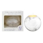 Glass Feather Filled Tea Light Holder | Sympathy Memorial Candle | Bereavement Keepsake & Grieving Support Gift | 10x10x9cm