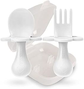 grabease Ustensiles d'auto-alimentation pour bébés et tout-petits - Ensemble cuillère et fourchette pour le sevrage dirigé par bébé - Fabriqués en plastique non toxique
