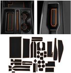 CupHolderHero fits Ford F150 Accessories 2021-2023 Premium Custom Interior Non-Slip Anti Dust Cup Holder Inserts, Center Console Mats, Door Pocket Liners 38pc Set (Bucket SuperCrew) (Orange Trim)