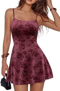 Trendy Queen Womens Mini Bodycon Summer Floral Dresses 2026 Sexy Club Date Night Vestido Mujer Petite Birthday Going Out A Line Party Cocktail Y2k Short Homecoming Spaghetti Strap Outfits Red L