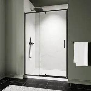 ACE DECOR 38-42" W x 71" H Pivot Shower Door, Glass Shower Door with 1/4" (6mm) Clear SGCC Tempered Glass, Matte Black Finish Shower Doors, Reversible Installation