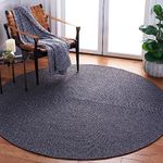 imsid Handwoven Natural cotton Fibres, Braided Reversible Jute and Cotton Round Rug/Carpet for Bedroom Living/Dining Room (5 x 5 feet, charcol)