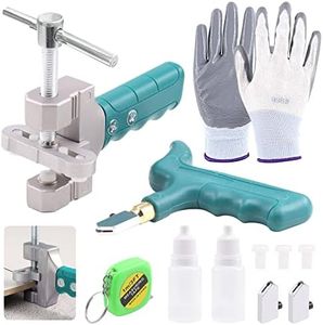 Rustark 11 Pcs Glass Tile Cutter Tool Kit with 2 in1 Handheld Hard Alloy Tile Opener, Blades, Pads, Professional Ceramic Glass Breaking Pliers Set for DIY Home Glass & Tile Cutter