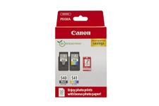 Canon PG-540 / CL-541 Genuine Ink Cartridges, Pack of 2 (1 x Black, 1 x Colour), Includes 50 sheets of 4x6 Photo Paper - Cardboard Multipack