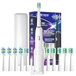 Seago Electric Toothbrush with 10 Toothbrush Heads, Travel Electric Toothbrush with Case & Toothbrush Holder, Electric Tooth Brush with Smart Timer for Adults, Boys, and Girls, SG-2316 (White)