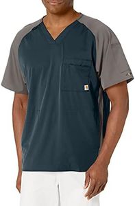 Carhartt Men's 2-Tone Raglan Sleeve Scrub Top, Navy, Large