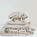 Simple&Opulence 100% Linen Duvet Cover Set, 3 Pieces Belgian Flax Breathable Bedding, King Size 104''x92'' (1 Comforter Cover+2 Pillowshams) with Tie Closure Style,Linen