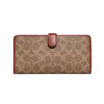 COACH Coated Canvas Signature Skinny Wallet, Tan/Rust, Tan/Rust, One Size