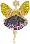 Merdia Ballerina Girl Brooches for Women | Lovely Shining Wings Brooch Pins For Women Girls and Ladies Evening Party Wedding | Sweater Clips Cute Pins | Vintage Jewelry Brooch for Women Dresses