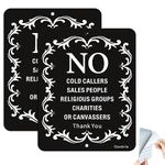 Goodvia 2-Pack No Cold Callers Sign Reflective Metal 5.9 x 4.7 Inches, No Cold Callers Stickers Self-adhesive - Modern Design for Indoor and Outdoor Use