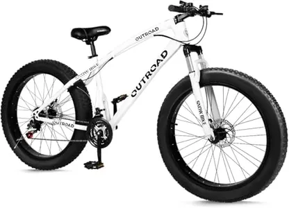 Betterland 26 Inch Bicycle Wheels, Fat Tire Mountain Bike, 21-Speed with Dual Front Suspension, High Carbon Steel Frame with Double Disc Brake and Anti-Slip Bicycle for Adults and Teenagers (FT-White)